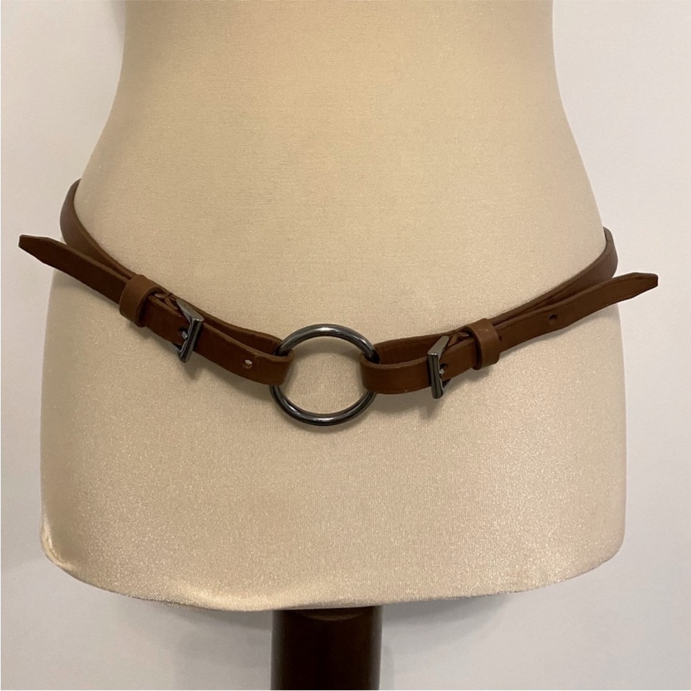 Prada Brown Leather Belt with O-ring buckle